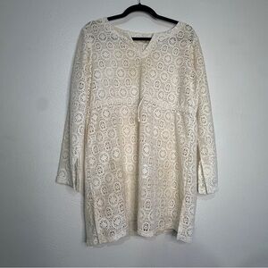 Islander Ivory Crochet Beach Dress, Swimsuit Coverup. Sz M